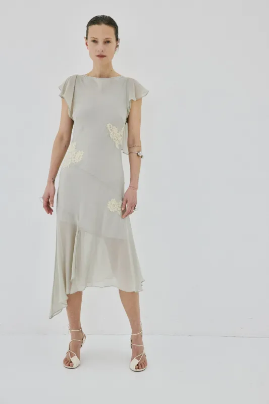 SERENE MIDI DRESS IN STONE BEIGE made by De La Vali