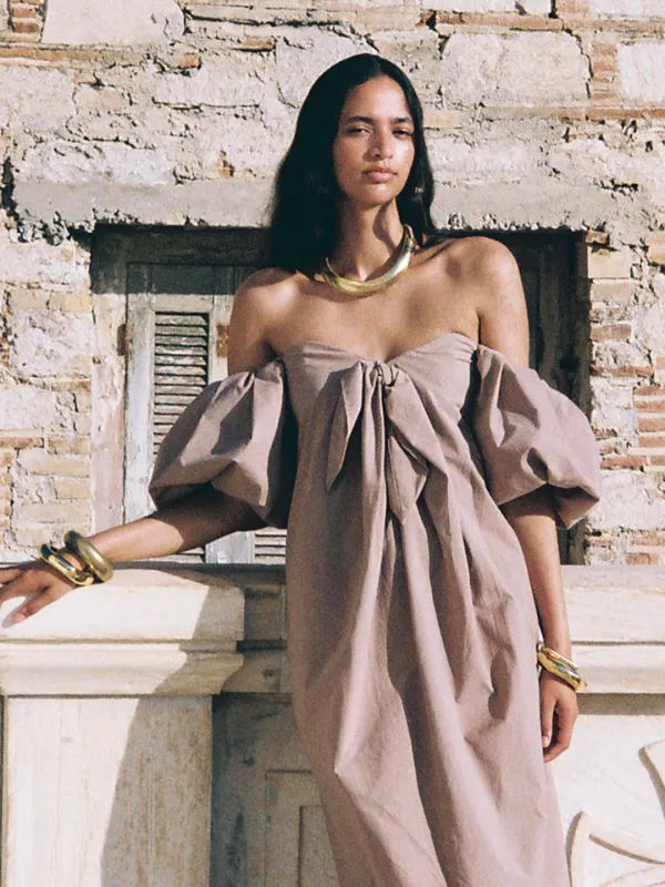 REYNA TIE FRONT COLUMN DRESS made by Caroline Constas