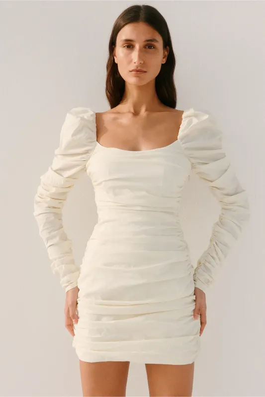 MAXINE RUCHED PUFF SLEEVE MINI DRESS made by Caroline Constas