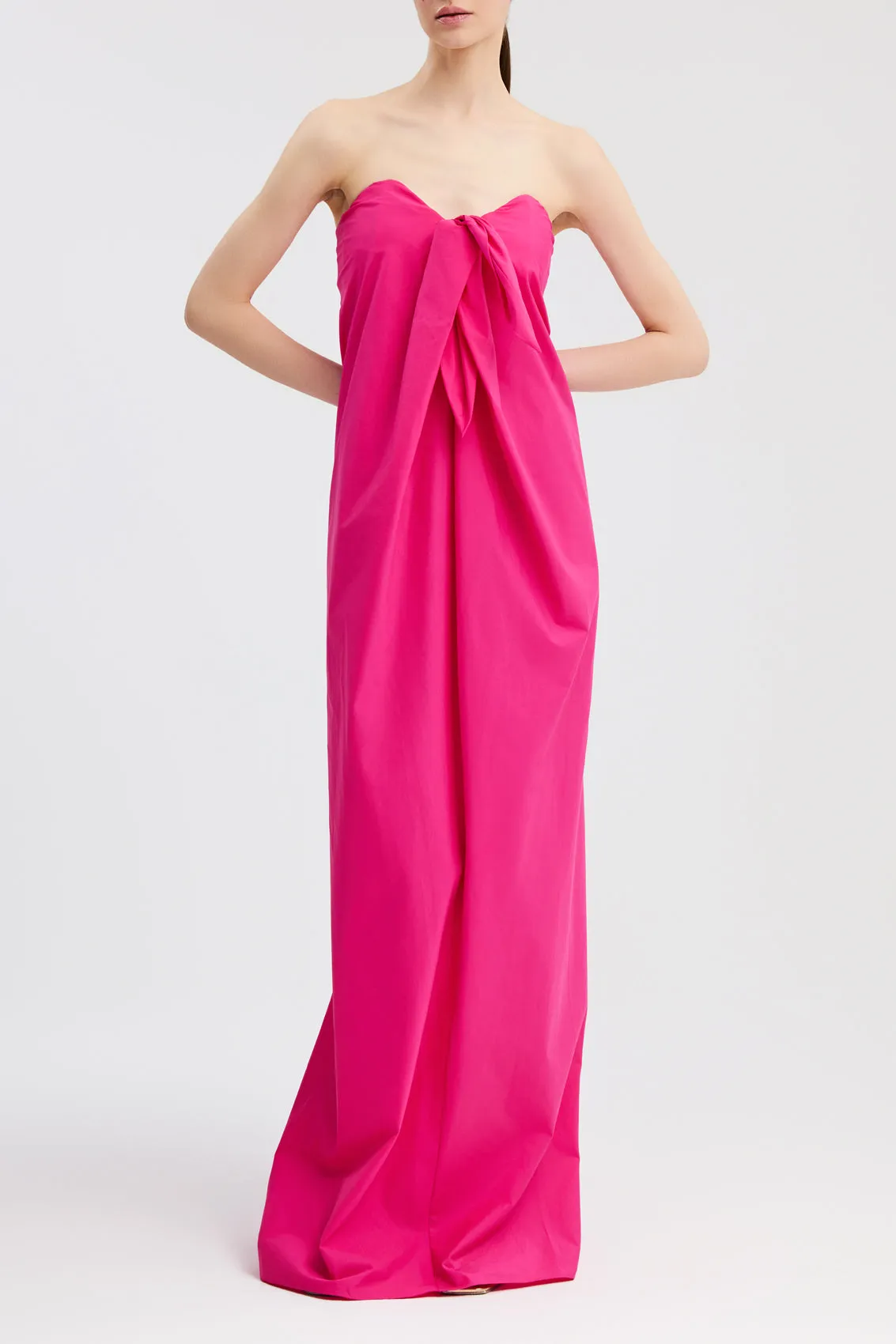 KAIA TIE FRONT STRAPLESS COLUMN GOWN sold by Caroline Constas