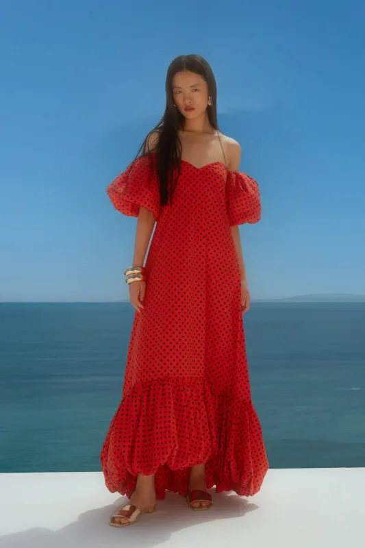 LUCIA HIGH LOW BUBBLE HEM MIDI DRESS sold by Caroline Constas