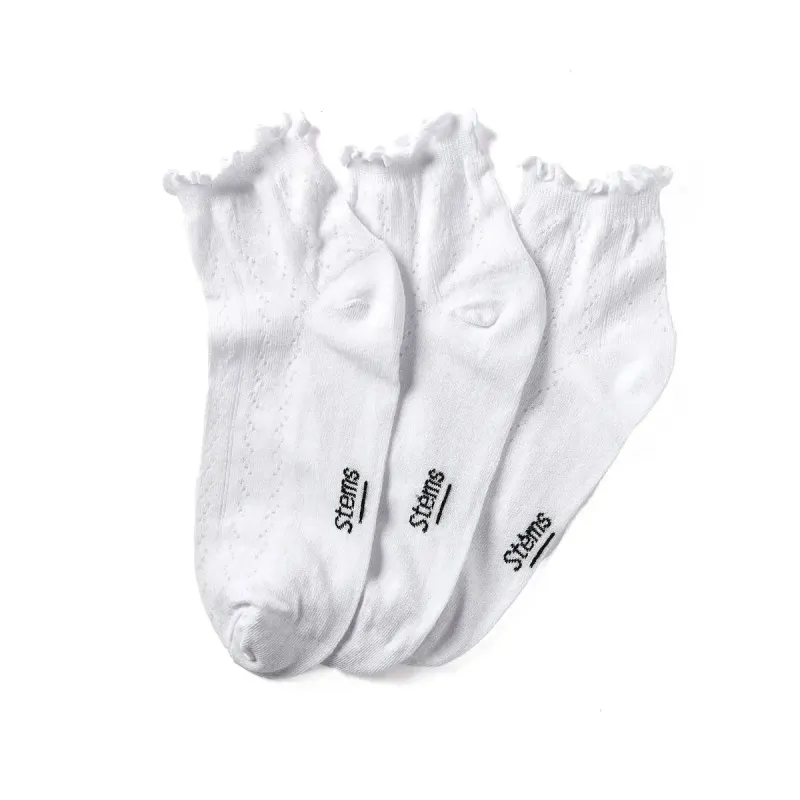 3-Pack Pointelle Mid Crew Socks made by Stems