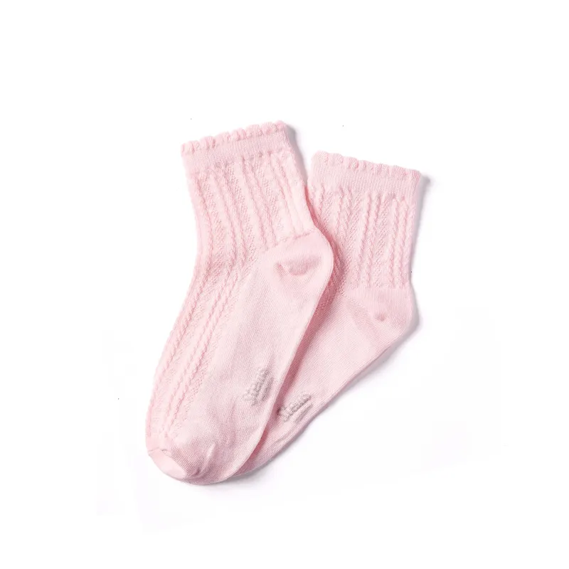 Pointelle Short Crew Socks made by Stems