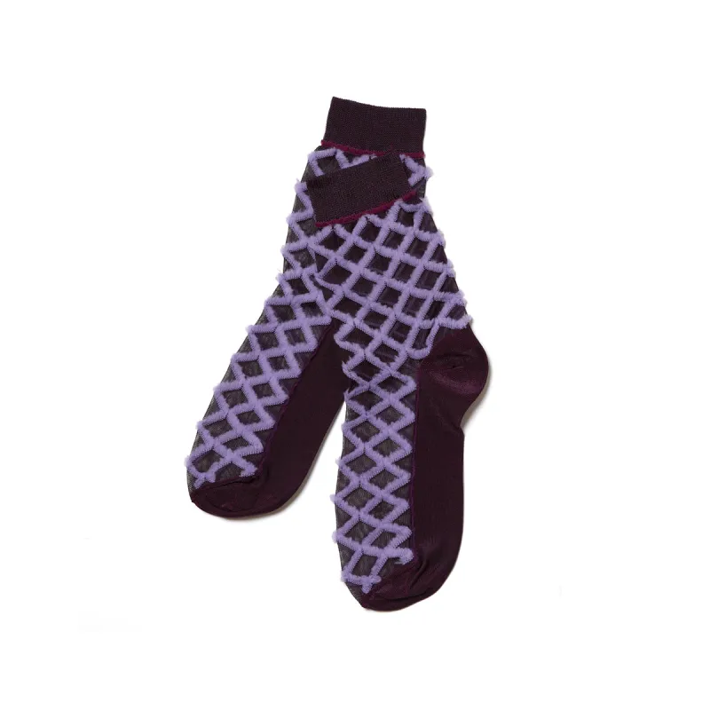 Fringe Diamond Crew Socks made by Stems