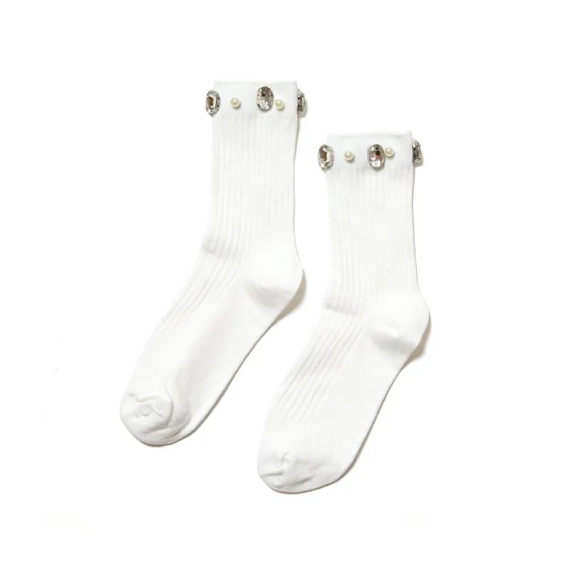 Crystal Ribbed Crew Socks made by Stems