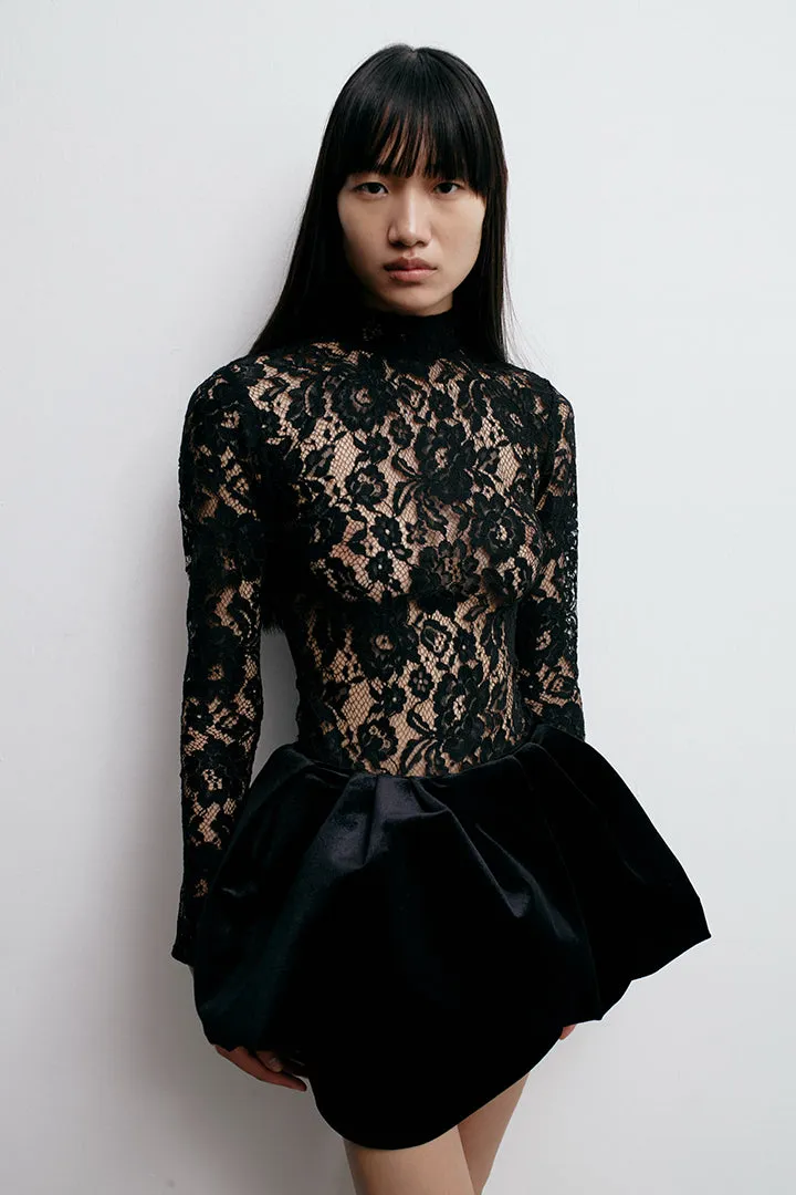 CATROUX MINI PEPLUM DRESS IN DERRIÈRE NOIR sold by The New Arrivals Ilkyaz Ozel