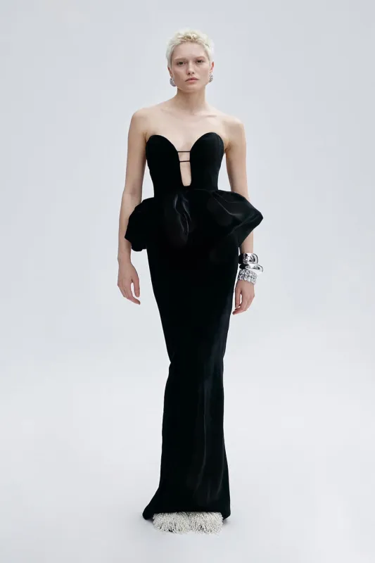 LIA PEPLUM DRESS IN IMPÉRIAL NOIR made by The New Arrivals Ilkyaz Ozel