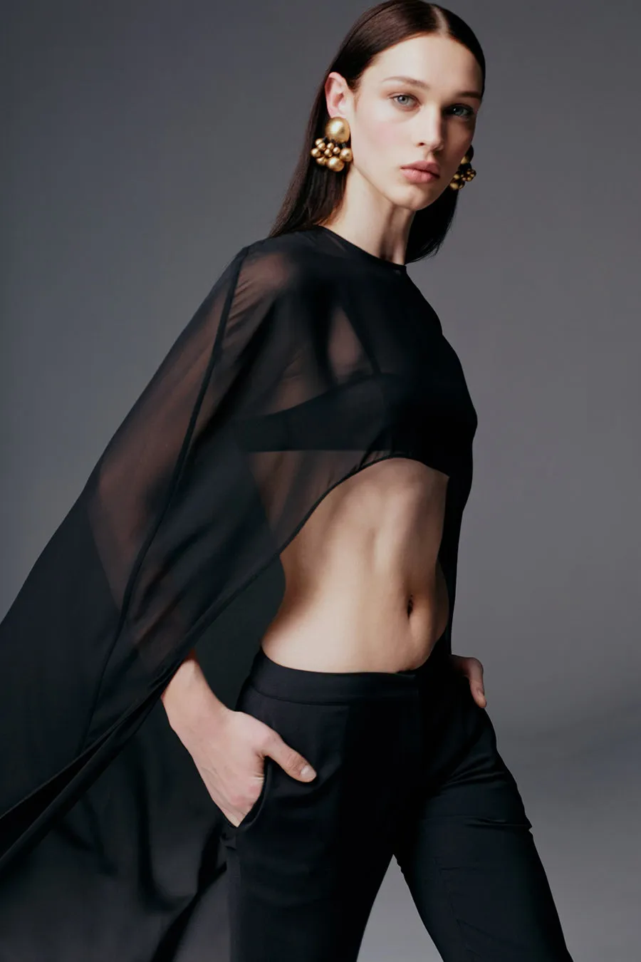 VIVI CAPE IN BLACK MIST sold by The New Arrivals Ilkyaz Ozel product image thumbnail 2