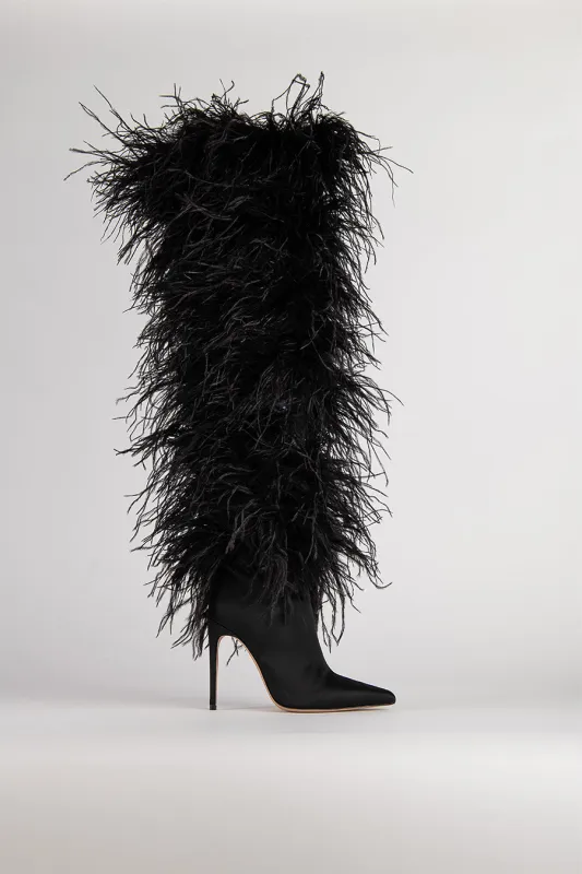 ILKYAZ BOOTS IN BLACK FEATHER made by The New Arrivals Ilkyaz Ozel