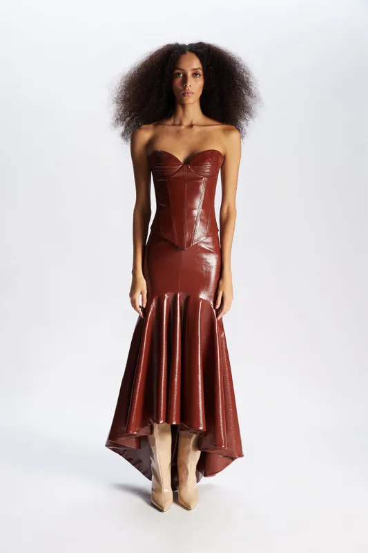 PARADIS CORSET IN RED MAHOGANY sold by The New Arrivals Ilkyaz Ozel