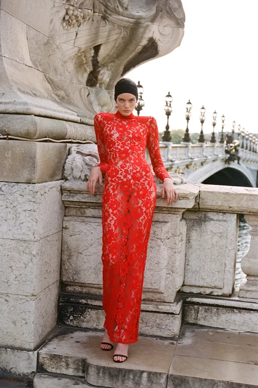 CATROUX DRESS IN DERRIÉRE ROUGE sold by The New Arrivals Ilkyaz Ozel