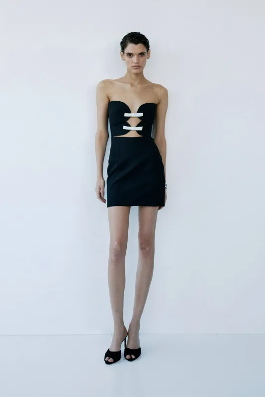 AMBROSIA STRAPLESS MINI IN DARK MATTER made by The New Arrivals Ilkyaz Ozel