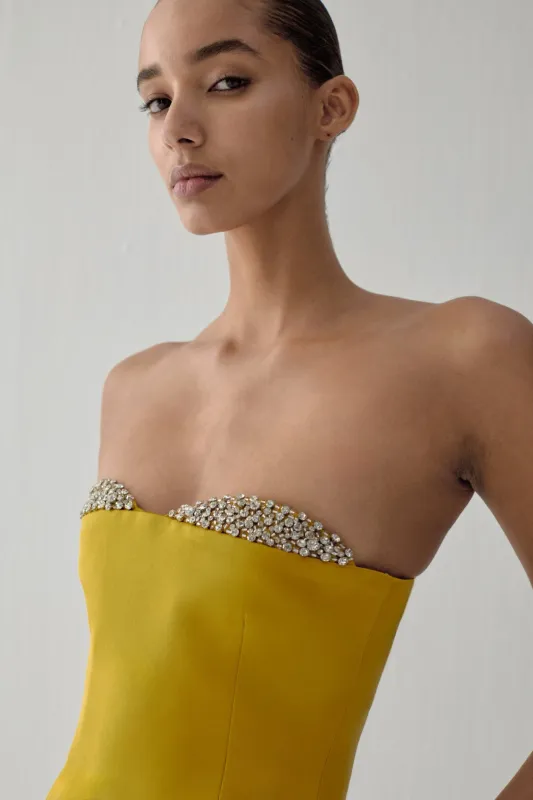 NOÉLIE STRAPLESS MINI IN BURNT OLIVE made by The New Arrivals Ilkyaz Ozel