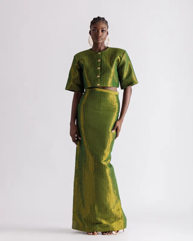 Green Oyin Crop Top made by KILENTAR