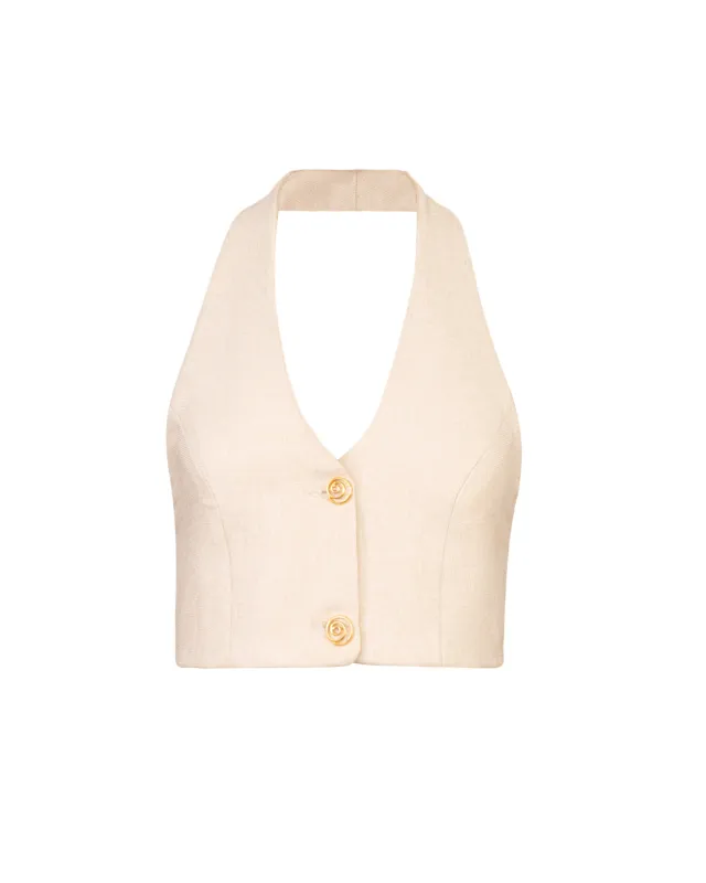 White Abu Halter Neck Top sold by KILENTAR