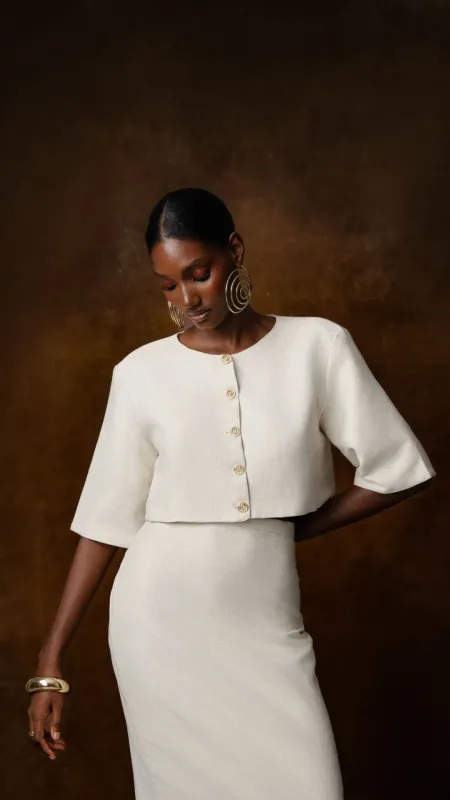 Oyin Off White Crop Top made by KILENTAR