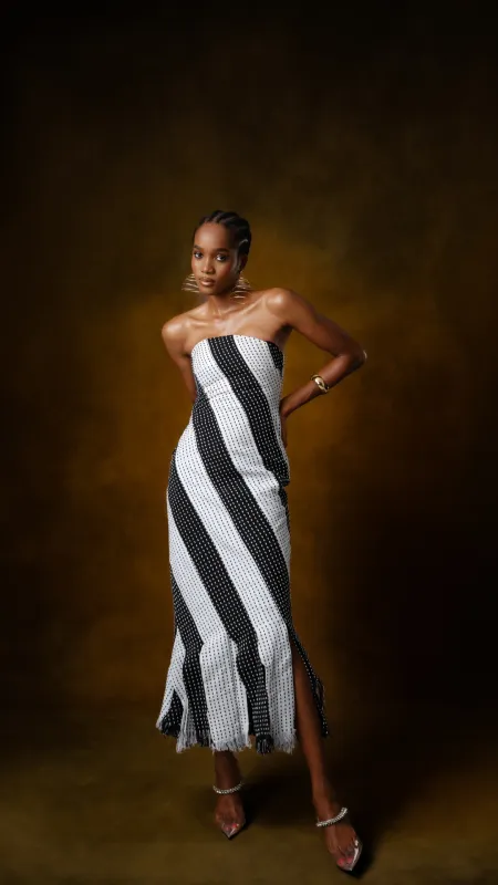 Keji Striped Polka Dot Midi Dress made by KILENTAR