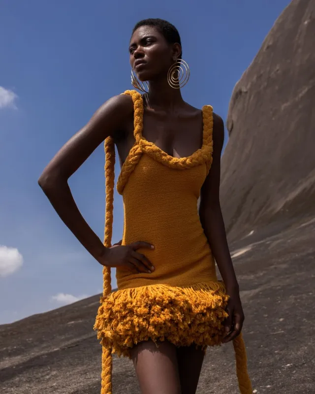 Ito Braided Fringe Mini Dress made by KILENTAR