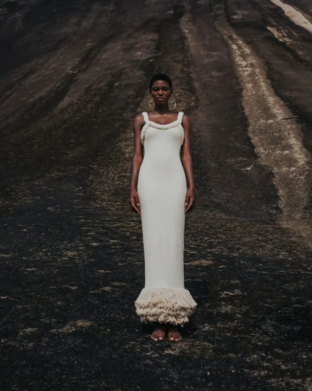 Suku Fringe Braided Maxi Dress sold by KILENTAR