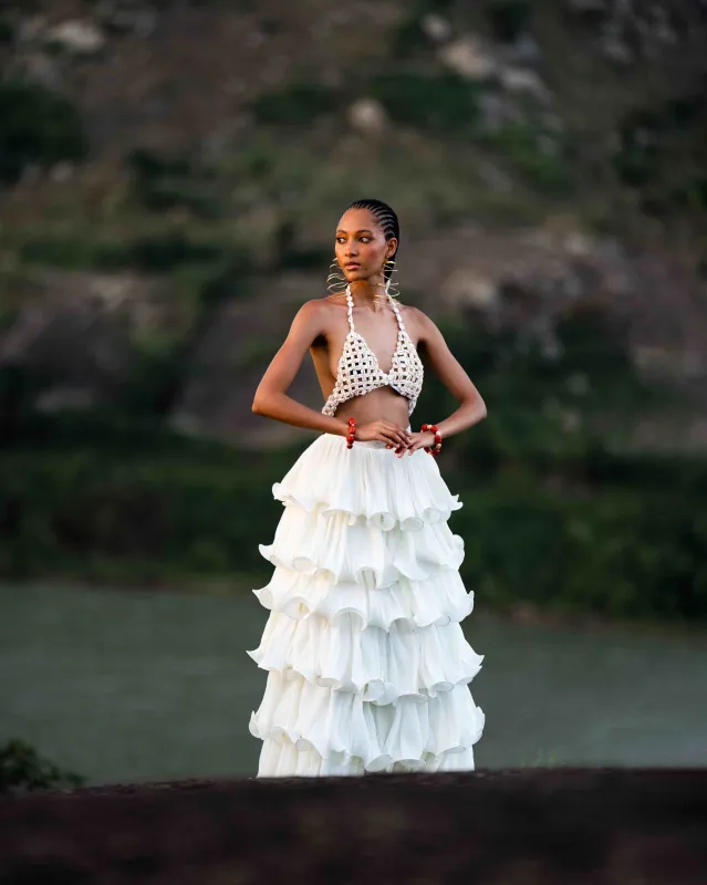 Gbemi Ruffle Maxi Skirt made by KILENTAR