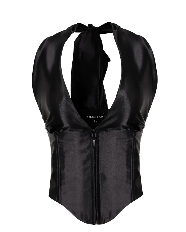 Tito Black Halter Corset Top sold by KILENTAR