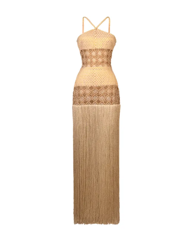 Ibemi Fringe Maxi Dress made by KILENTAR