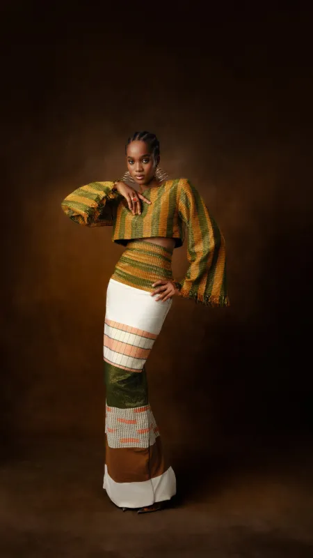 Awo Striped Maxi Skirt made by KILENTAR