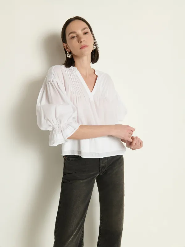 Scarlet Pintuck Top made by Nation Los Angeles