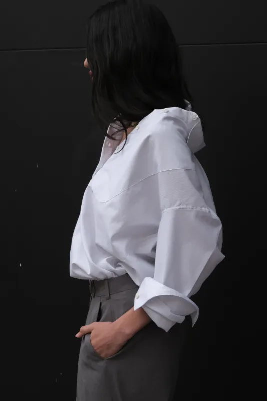 INES OVERSIZED SHIRT IN STRIPED COTTON CASHMERE made by Chava Studio