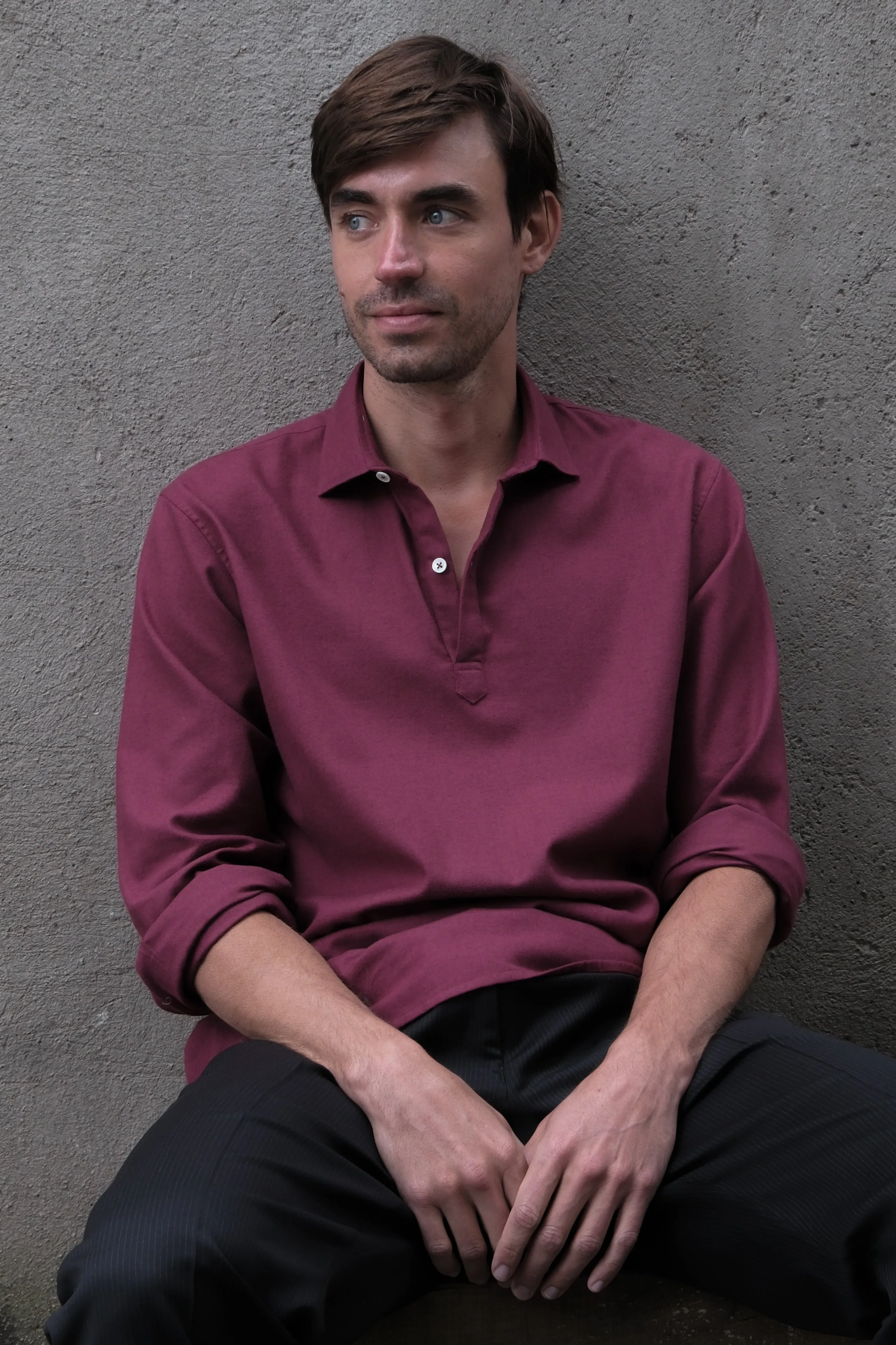 PULLOVER POLO SHIRT IN COTTON CASHMERE sold by Chava Studio product image thumbnail 4