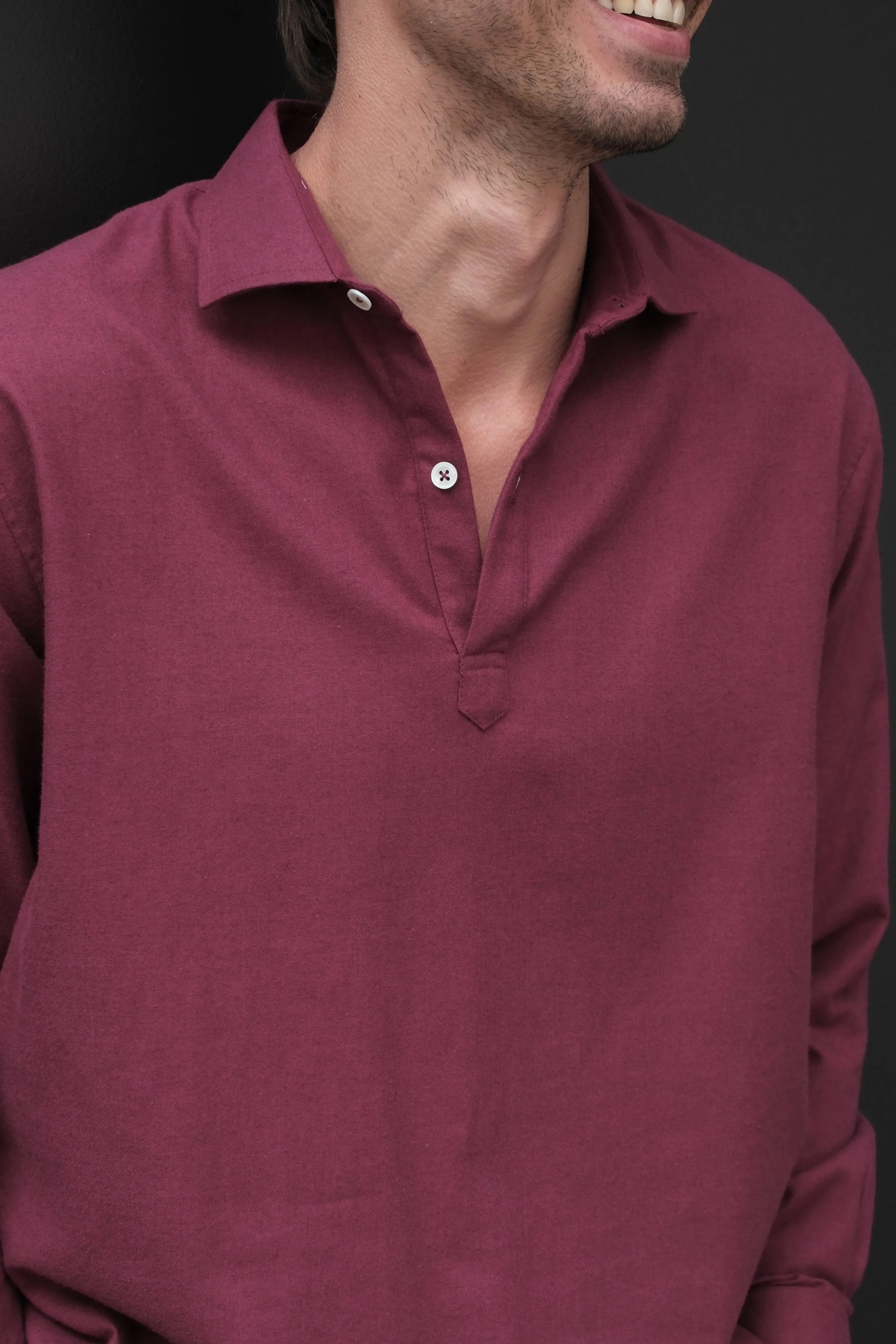 PULLOVER POLO SHIRT IN COTTON CASHMERE sold by Chava Studio product image thumbnail 2