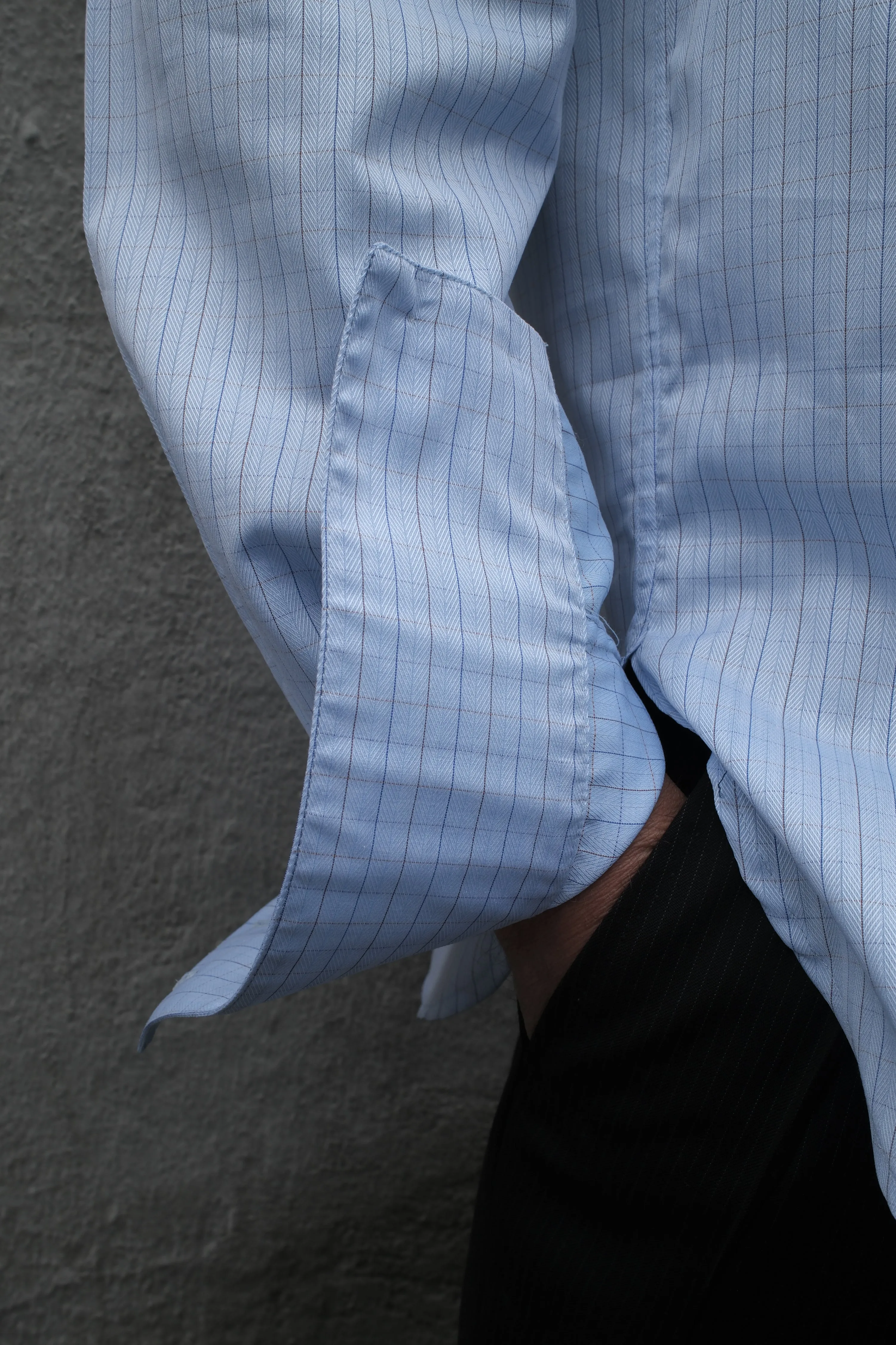 OVERSIZED SHIRT IN LIGHT CHECK STRIPE sold by Chava Studio product image thumbnail 2