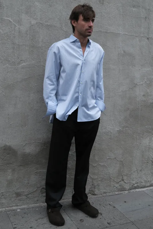 OVERSIZED SHIRT IN LIGHT CHECK STRIPE made by Chava Studio