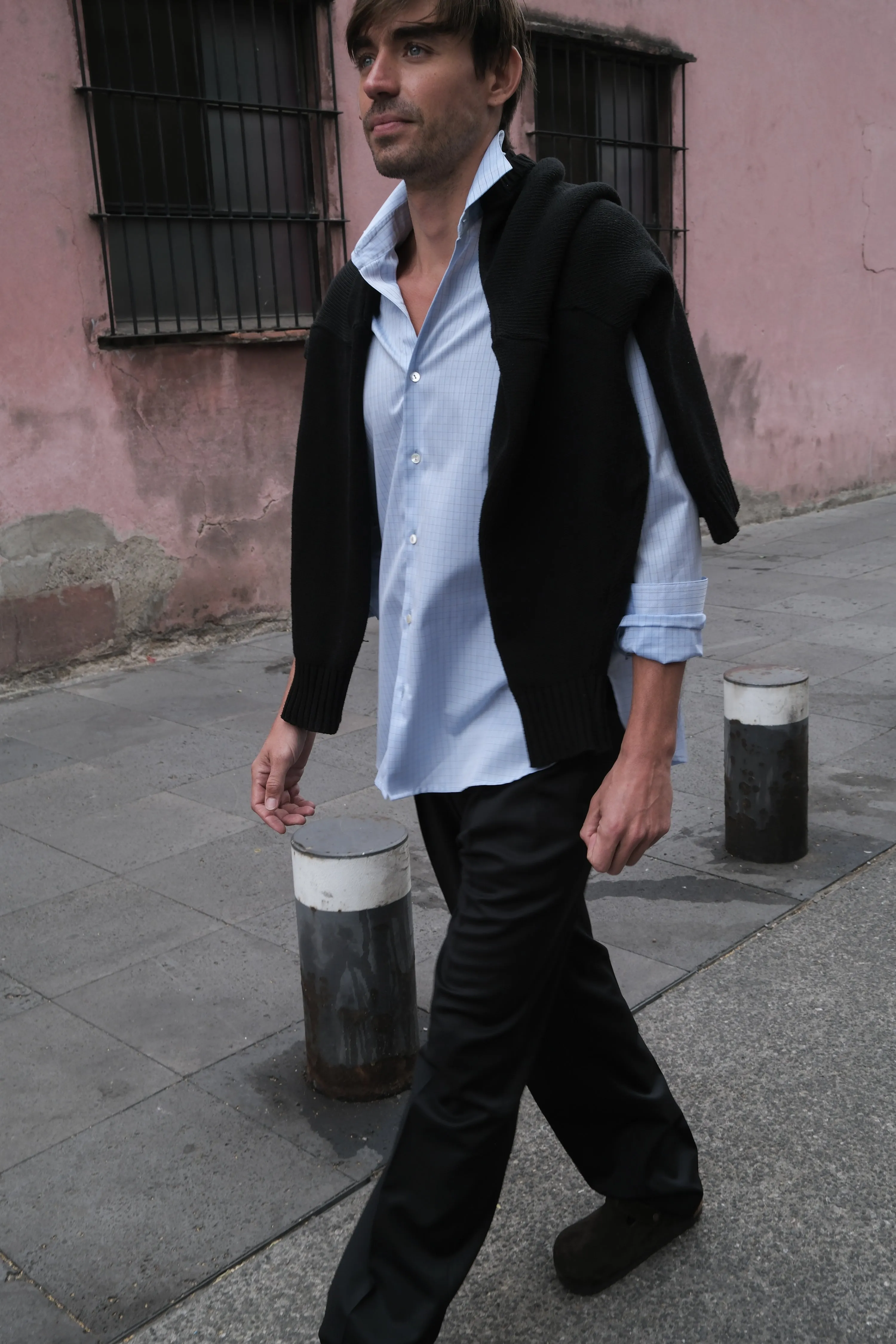 OVERSIZED SHIRT IN LIGHT CHECK STRIPE sold by Chava Studio product image thumbnail 5