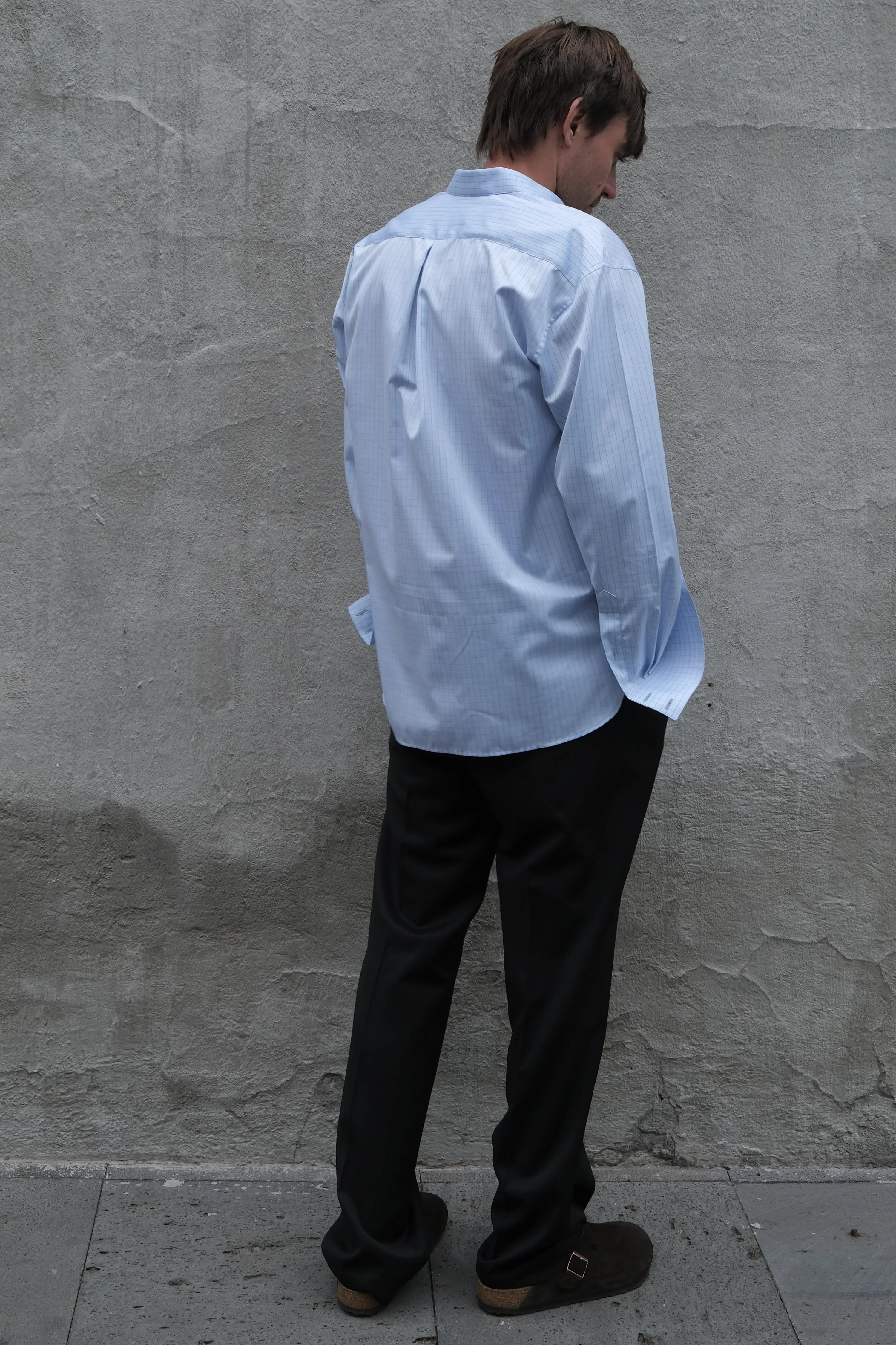 OVERSIZED SHIRT IN LIGHT CHECK STRIPE sold by Chava Studio product image thumbnail 3