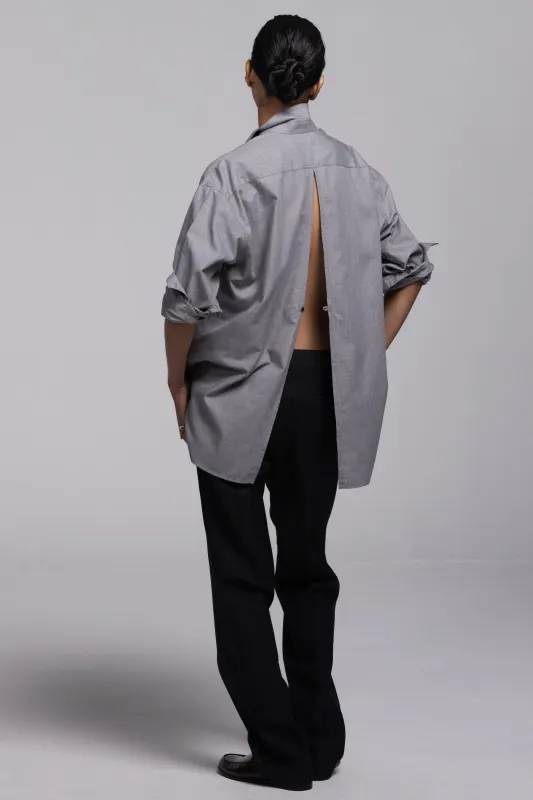 INES OVERSIZED SPLIT BACK SHIRT IN COTTON CASHMERE made by Chava Studio