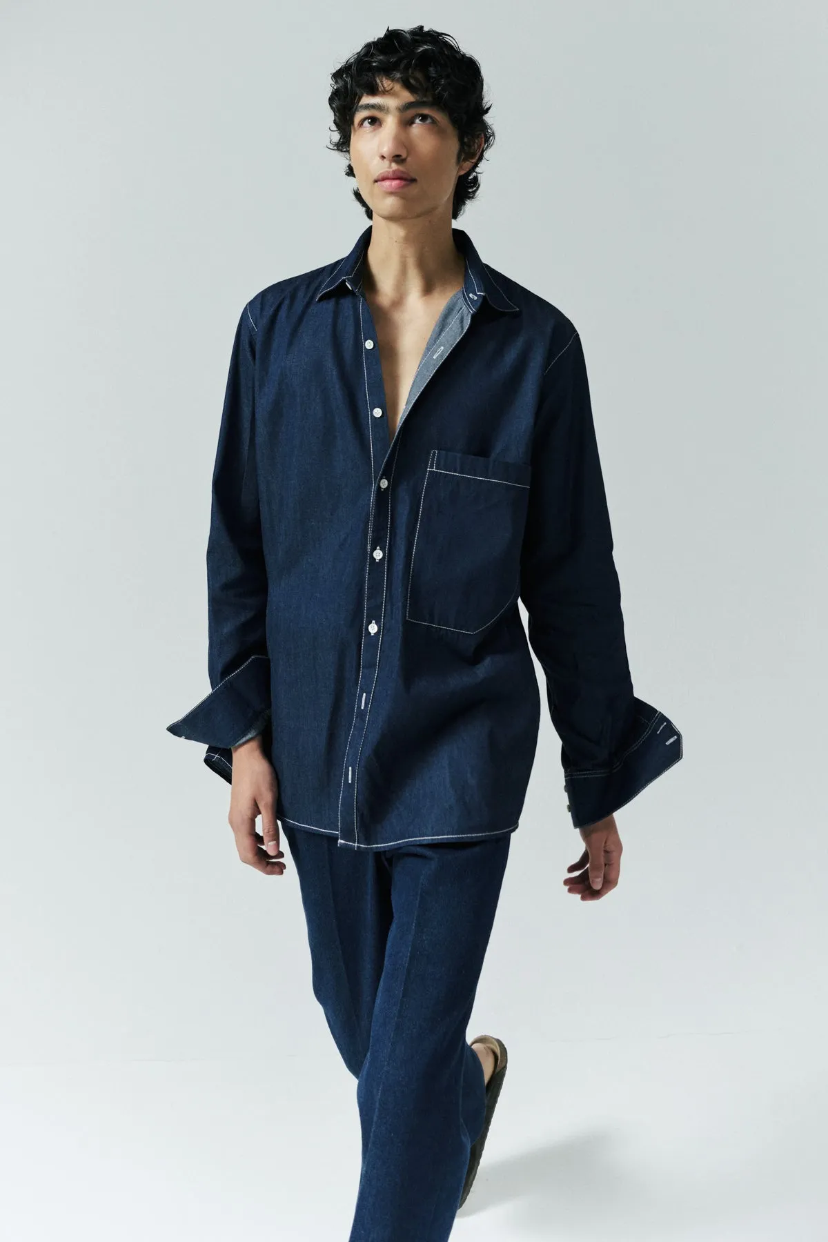 OVERSIZED DENIM SHIRT IN STONE WASH sold by Chava Studio product image thumbnail 3