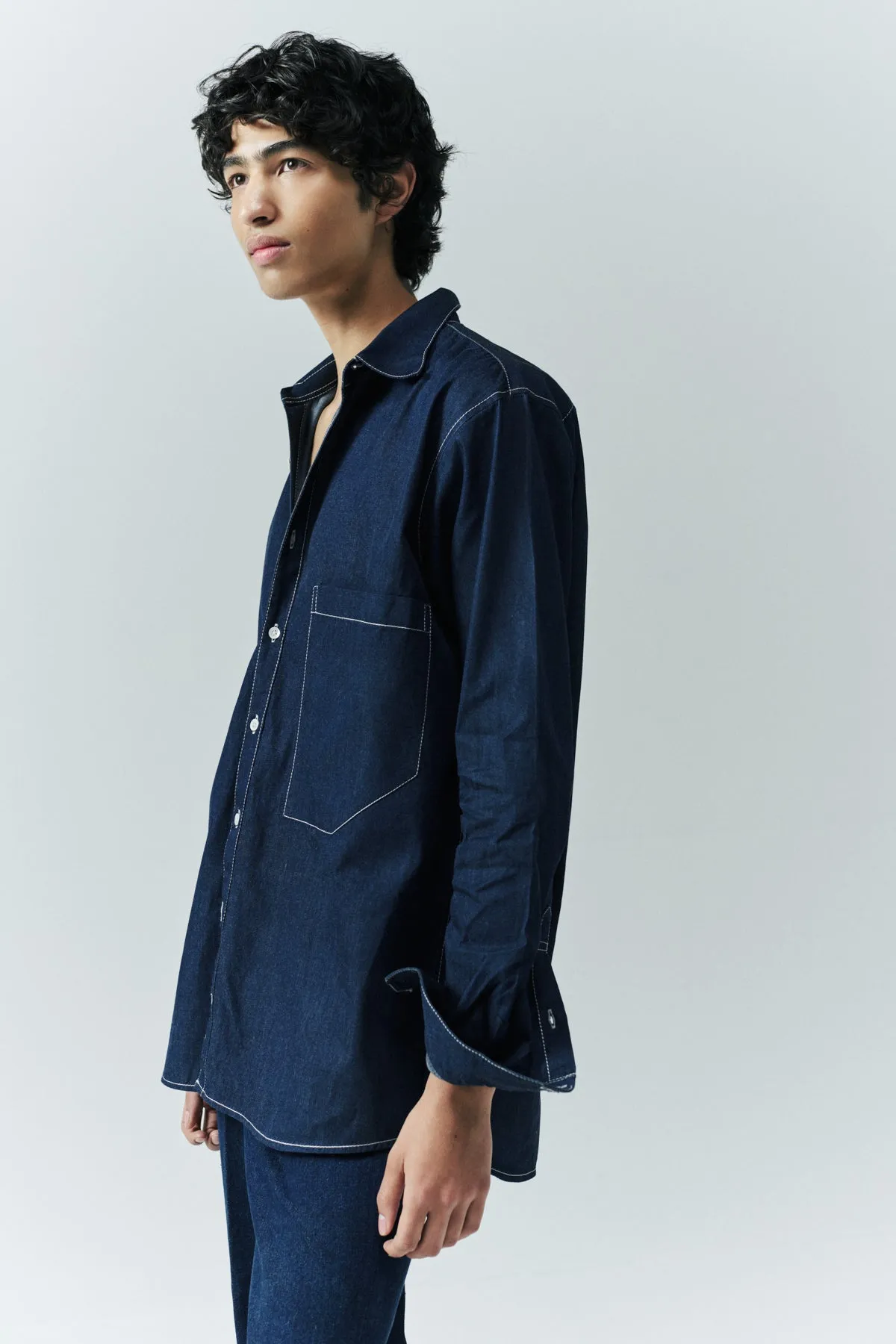 OVERSIZED DENIM SHIRT IN STONE WASH sold by Chava Studio product image thumbnail 4