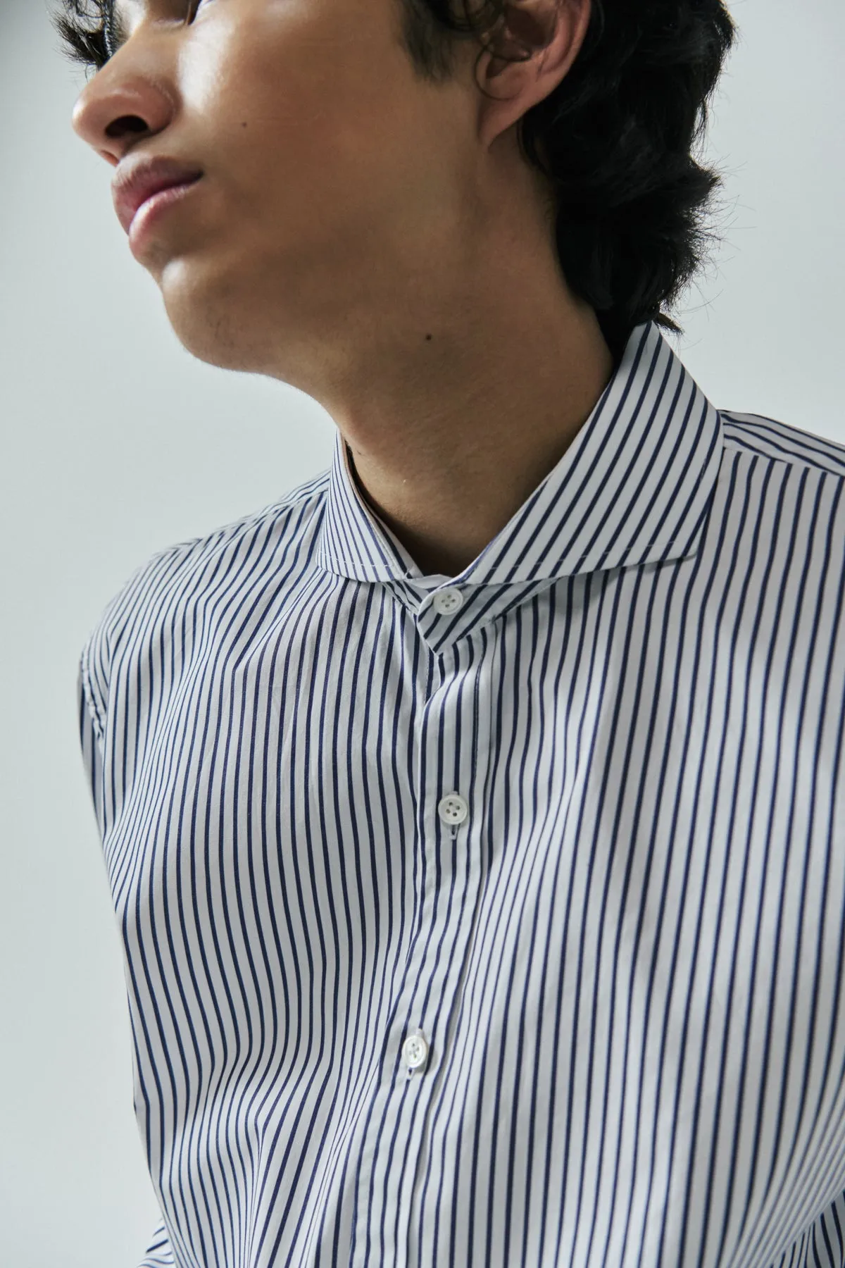 ELEGANT STRIPED SHIRT IN NAVY + WHITE sold by Chava Studio product image thumbnail 3
