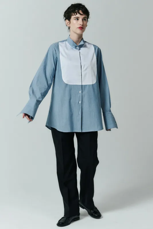 CHAMBRAY TUXEDO SHIRT sold by Chava Studio