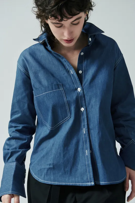 LEA RELAXED BUTTON-DOWN IN '70s WASH made by Chava Studio