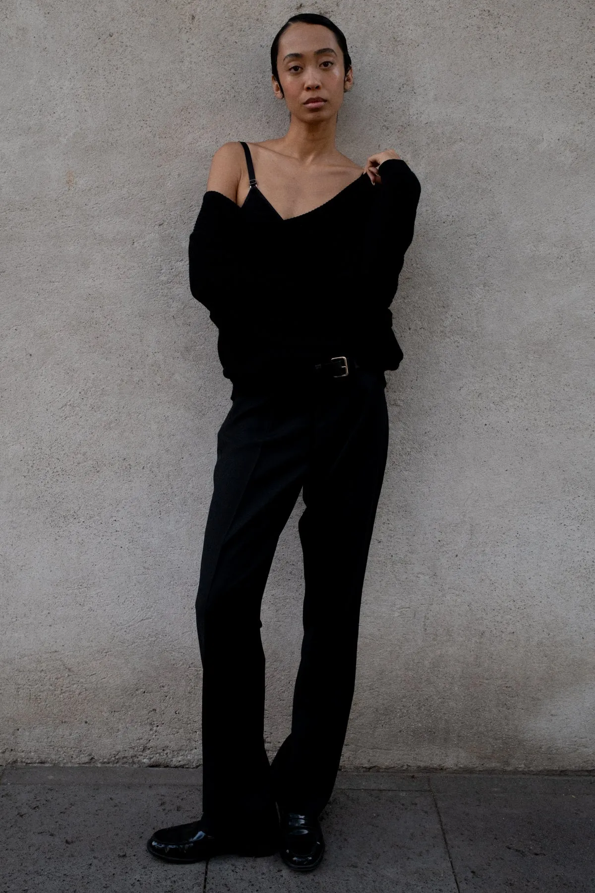 KNIT BALLET SWEATER IN BLACK RECYCLED COTTON sold by Chava Studio product image thumbnail 2