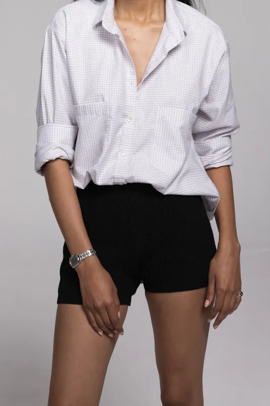 KNIT TAP SHORT IN BLACK RECYCLED COTTON sold by Chava Studio