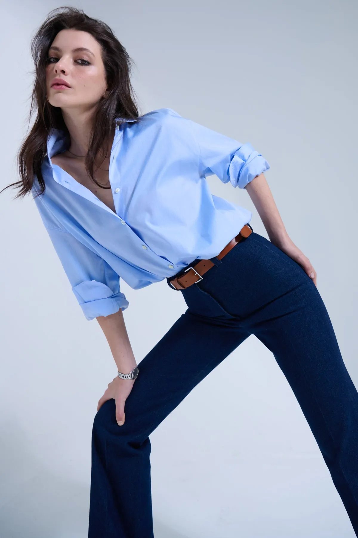 INES OVERSIZED SHIRT IN LIGHTWEIGHT BLUE POPLIN sold by Chava Studio product image thumbnail 2