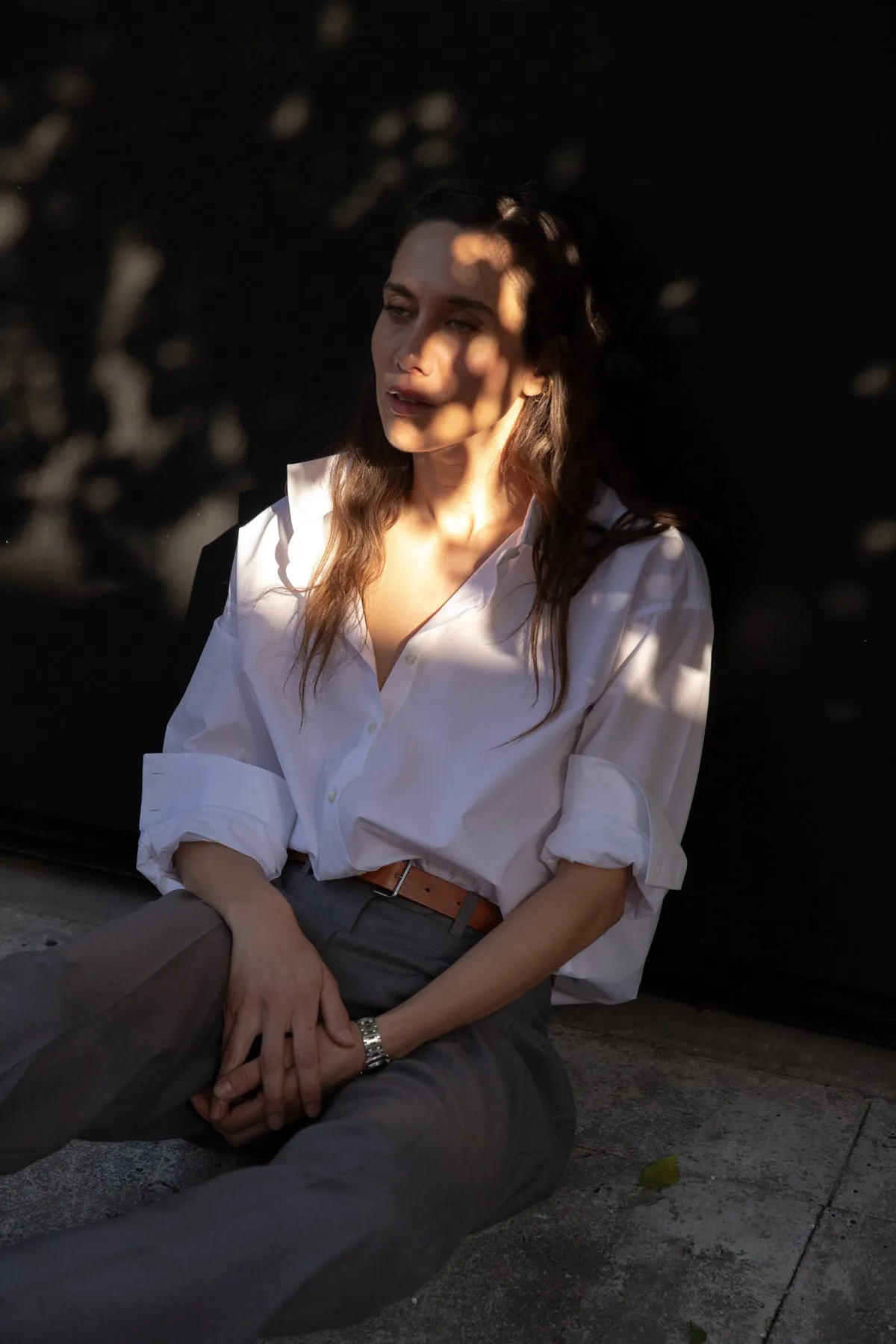 INES OVERSIZED SHIRT IN WHITE POPLIN sold by Chava Studio product image thumbnail 4