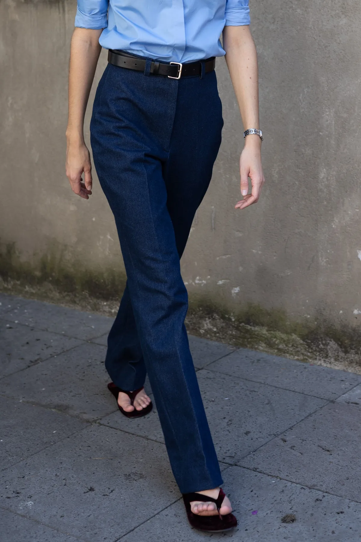 DENIM HIGH-WAISTED JEAN IN DARK RINSE sold by Chava Studio