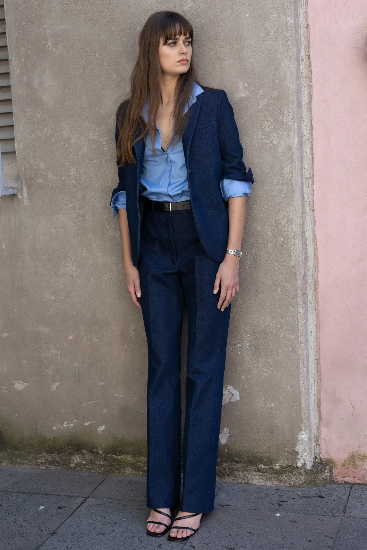 DENIM HIGH-WAISTED JEAN IN DARK RINSE sold by Chava Studio product image thumbnail 2