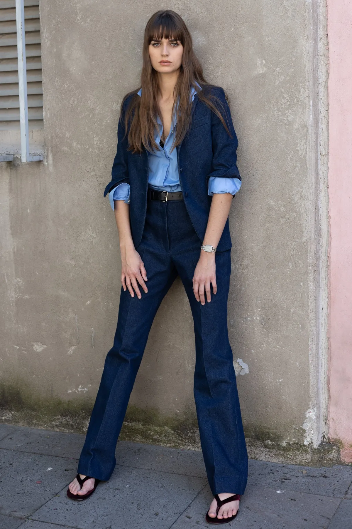 DENIM HIGH-WAISTED JEAN IN DARK RINSE sold by Chava Studio product image thumbnail 3