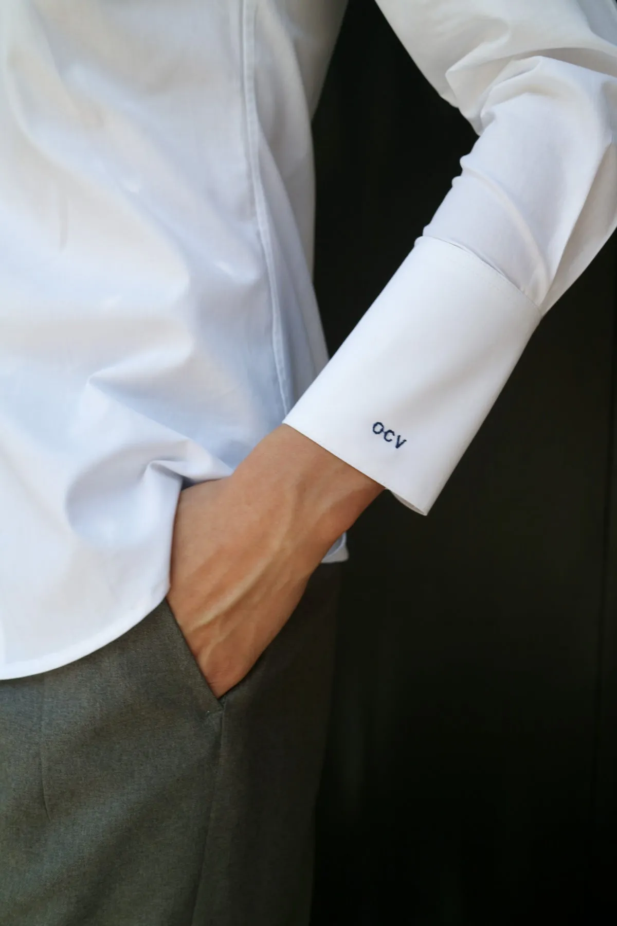 MARIO SLIM BUTTON DOWN WITH HIGH COLLAR BAND sold by Chava Studio product image thumbnail 3