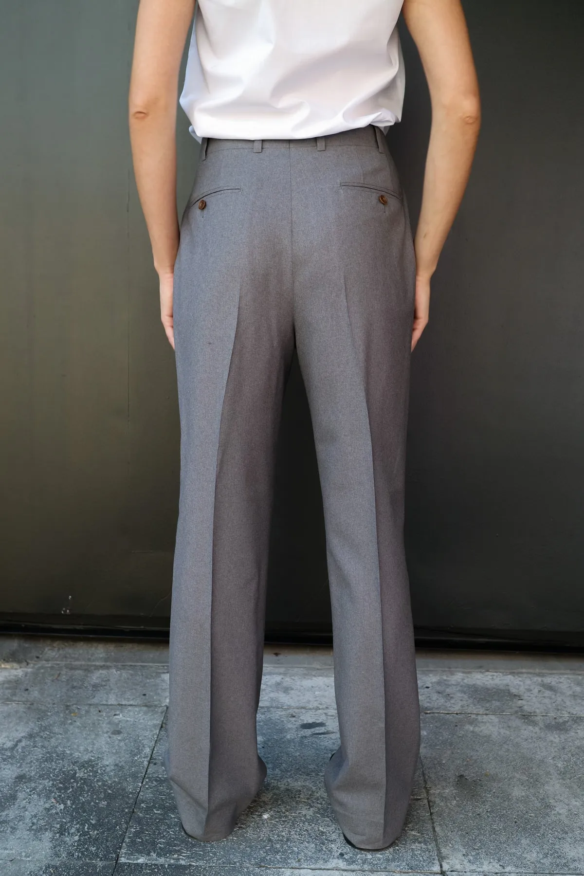 WOOL PLEATED GARÇON PANT IN GRAY sold by Chava Studio product image thumbnail 4